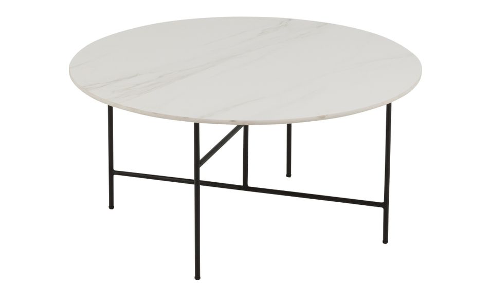 Table gigogne ronde en métal blanc Koella D 80 cm - Photo n°1