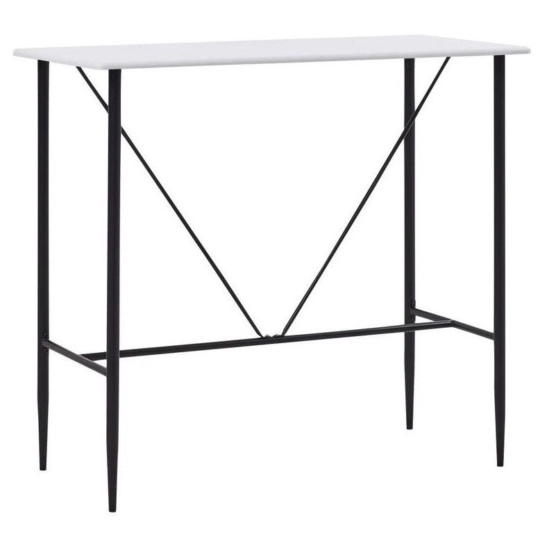 Table haute de bar bois blanc et pieds métal noir Meica 120 cm - Photo n°1
