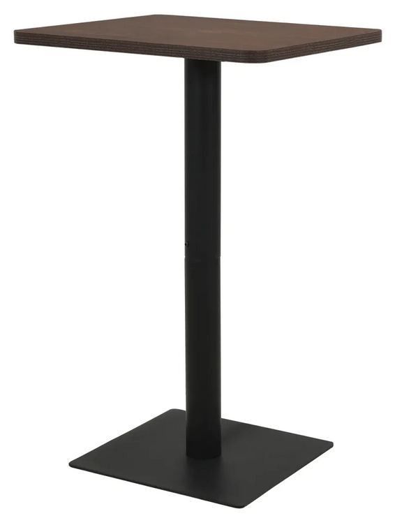 Table haute de bar bois foncé et pieds métal noir Riner 78 cm - Photo n°1