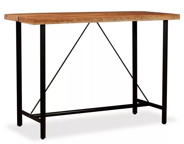 Table haute de bar bois massif et pieds métal noir Areen 150 cm - Photo n°1
