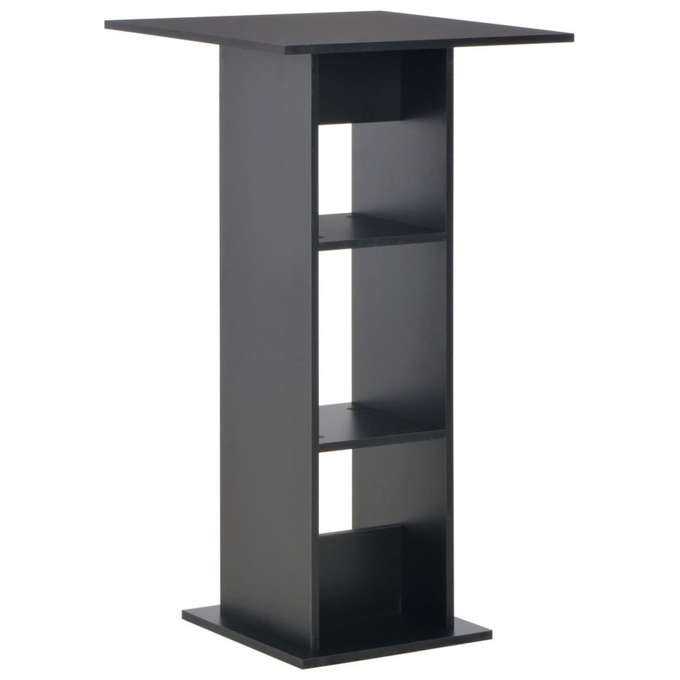 Table haute de bar carrée noir avec 2 étagères Keo 60 - Photo n°1