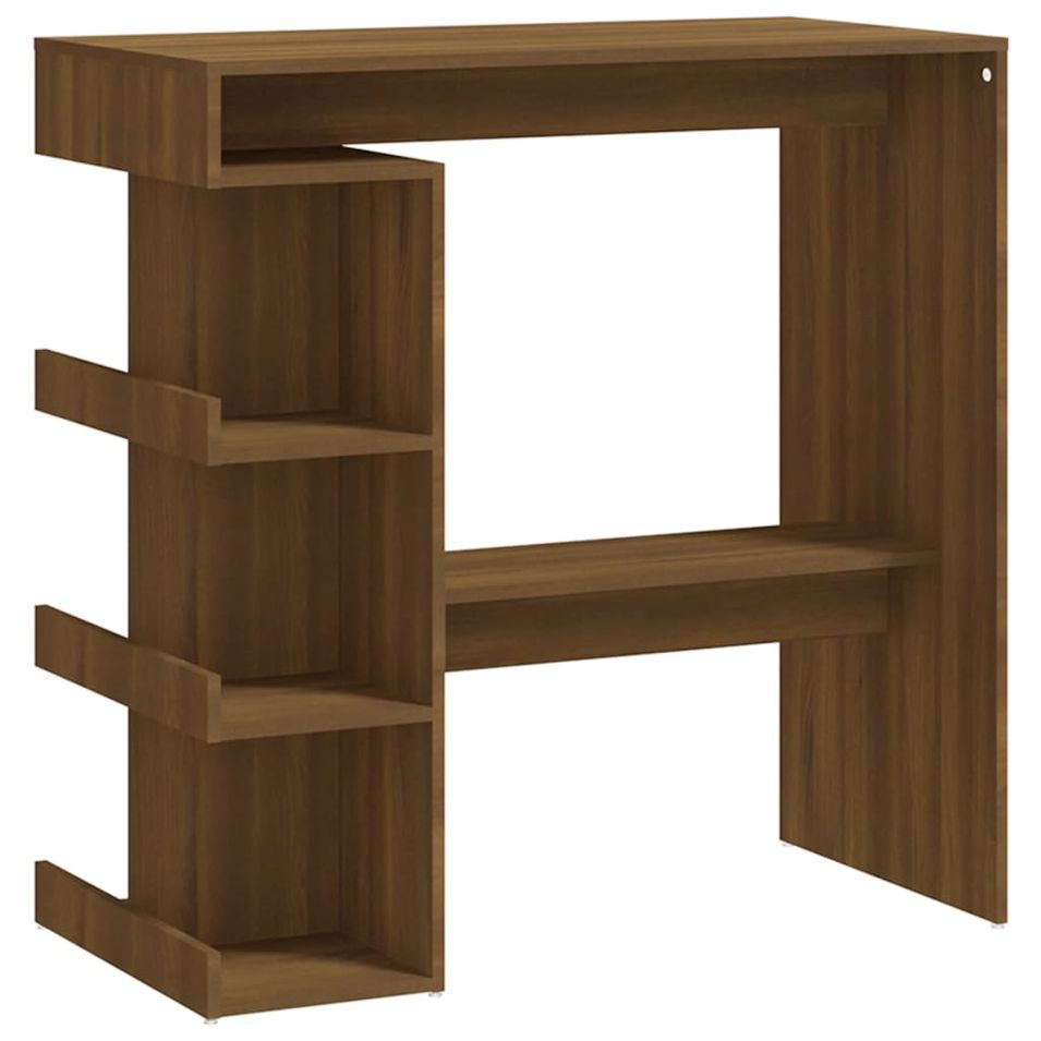 Table haute de bar étagère de rangement Chêne marron 100x50x101,5 cm - Photo n°1