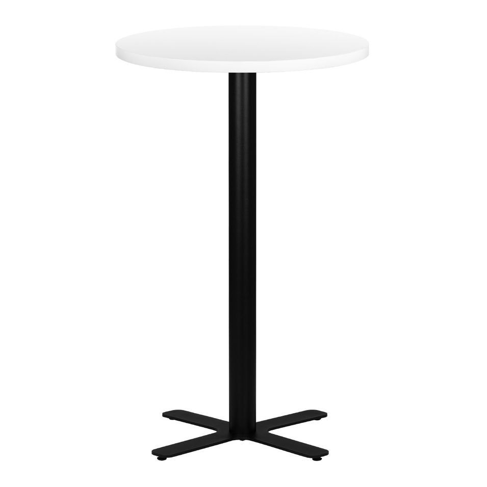 Table haute de bar ronde blanc et pieds en forme de croix acier noir Kooky 70 cm - Photo n°1