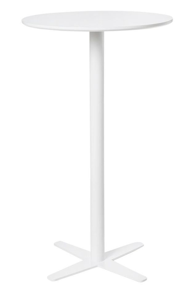 Table haute de bar ronde bois blanc et pieds acier blanc Kobila 60 cm - Photo n°1
