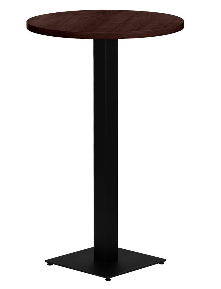 Table haute de bar ronde bois foncé et pieds carré acier noir Mooby 70 cm - Photo n°1