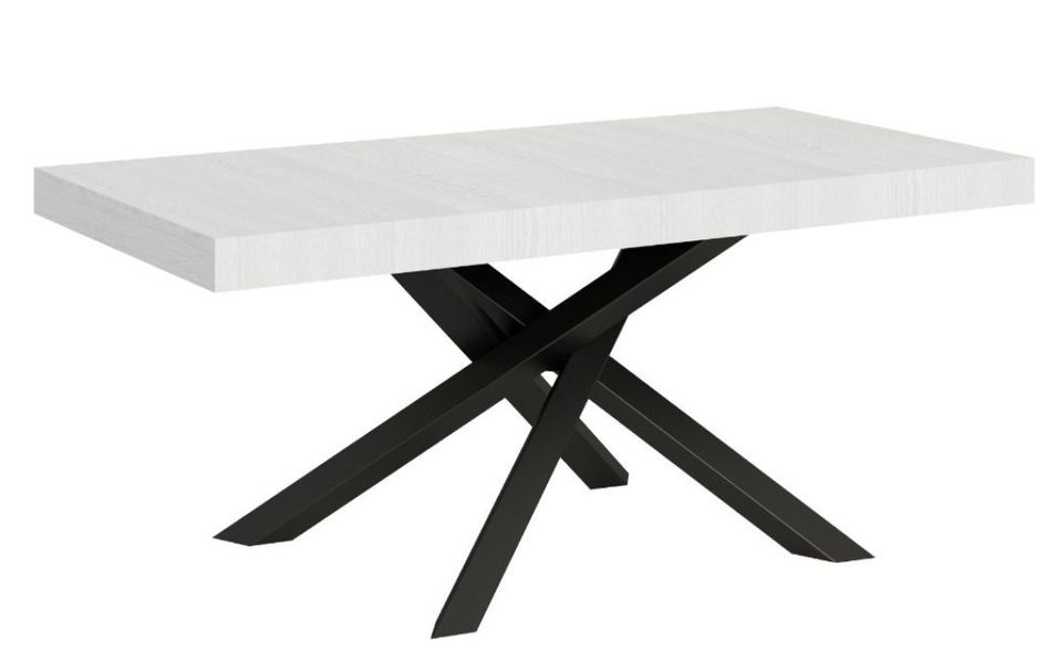 Table italienne blanche et pieds entrelacés gris foncé 180 cm Artemis - Photo n°1
