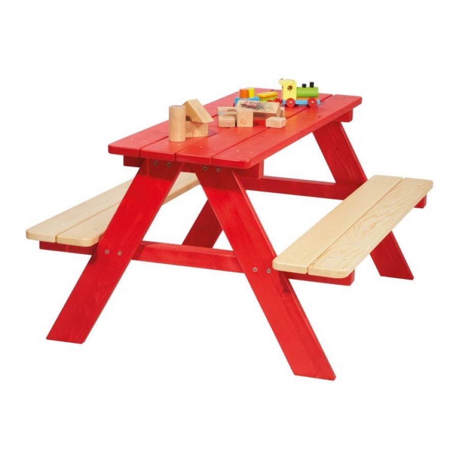 Table Nicki 4 places Rouge massif Pinolino - Photo n°1