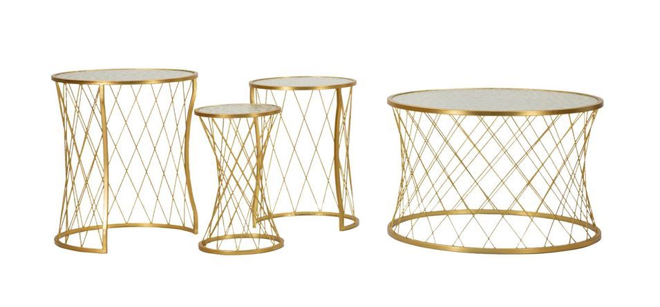 Table noah gold ensemble 4 pièces cm ø 70x45-47x54,5-36x50-28x45 - Photo n°1