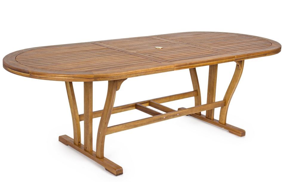 Table ovale d'extérieur à rallonge NOEMI – Bois d’acacia huilé - Photo n°1
