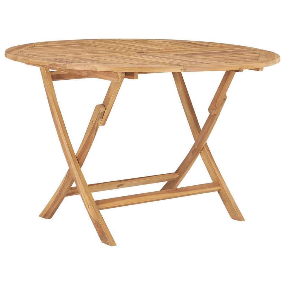 Table pliable de jardin Ø 120 cm Bois de teck solide - Photo n°1