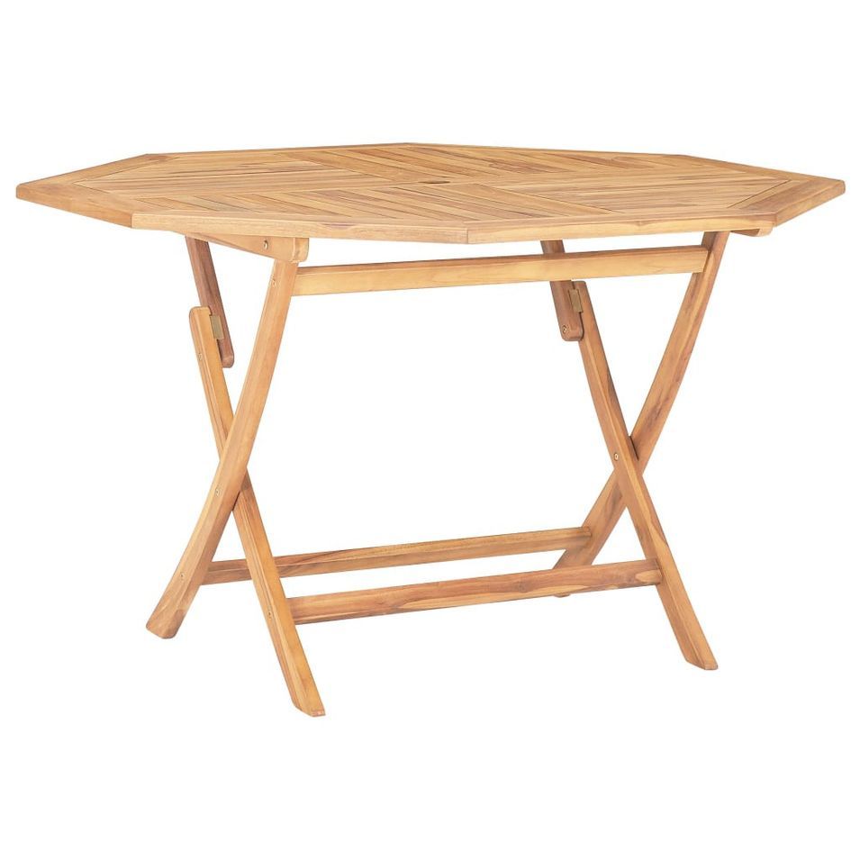 Table pliable de jardin 120x120x75 cm Bois de teck solide - Photo n°1