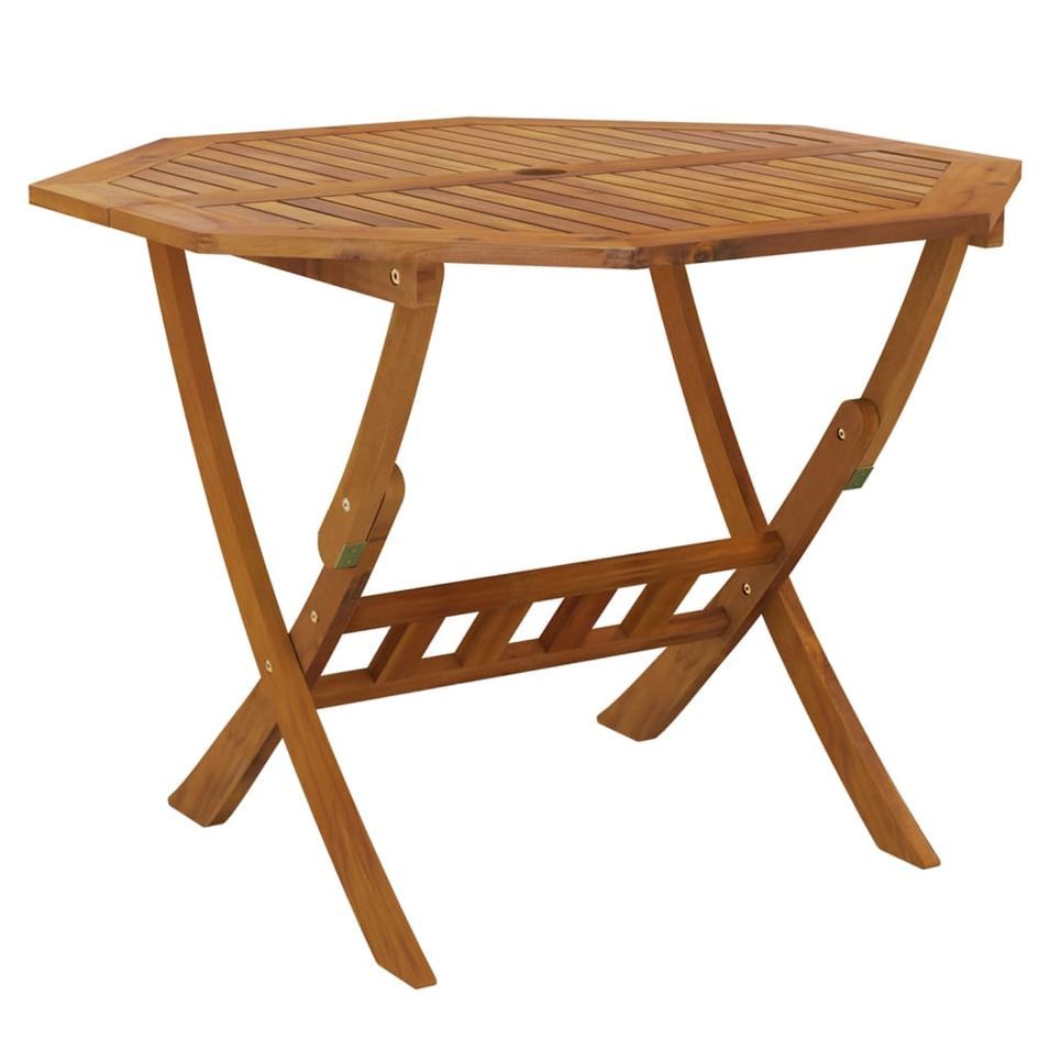 Table pliable de jardin 90x75 cm Bois d'acacia solide - Photo n°1