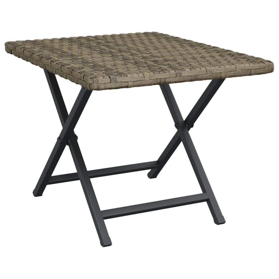Table pliable gris 45x35x32 cm résine tressée - Photo n°1