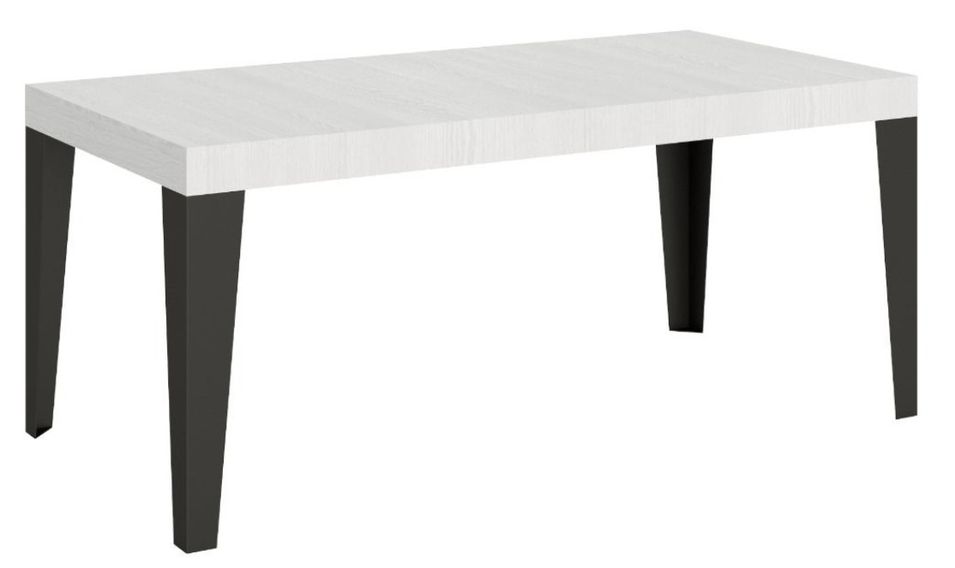 Table rectangulaire 130 cm blanc et pieds métal anthracite Flavio 6 places - Photo n°1