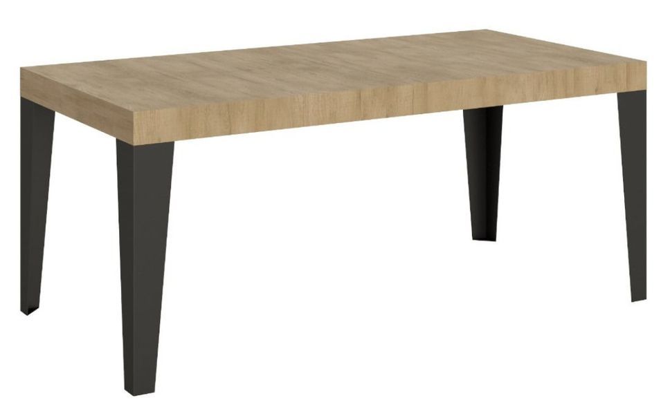 Table rectangulaire 130 cm chênes clair et pieds métal anthracite Flavio 6 places - Photo n°1