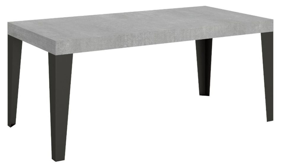 Table rectangulaire 160 cm gris béton et pieds métal anthracite Flavio 6 places - Photo n°1