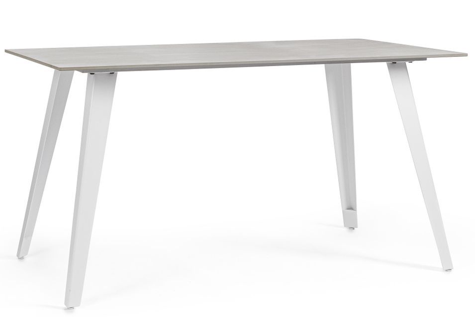 Table rectangulaire ARJETA 140 cm – grès cérame effet marbre & pieds acier - Photo n°1