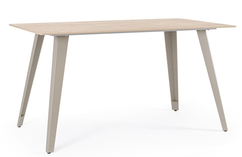 Table rectangulaire ARJETA 140 cm – grès cérame effet marbre & pieds acier - Photo n°1