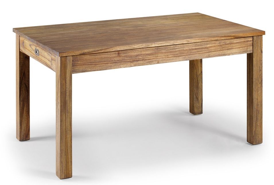 Table rectangulaire avec tiroirs en bois massif naturel MAZARI 150 cm - Photo n°1