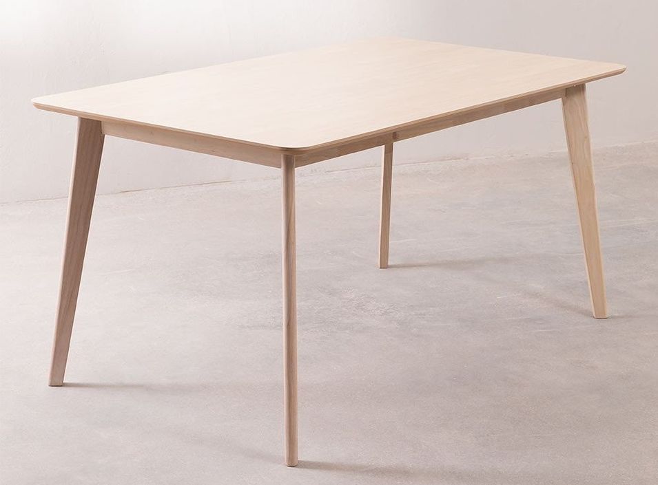 Table rectangulaire bois d'hévéa naturel cendré Kise 150 cm - Photo n°1