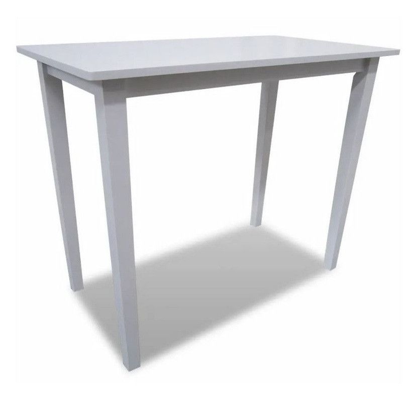 Table de bar bois et hévéa massif blanc Richei 110 cm - Photo n°1