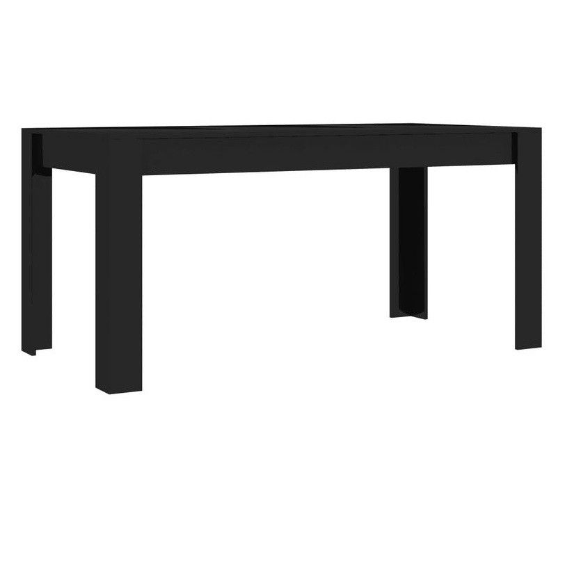 Table rectangulaire bois noir brillant Loya 160 cm - Photo n°1