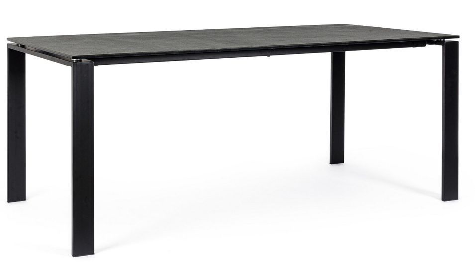 Table rectangulaire céramique anthracite et pieds acier noir Benja 180 cm - Photo n°1