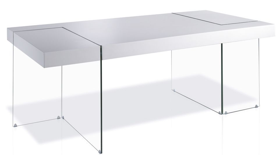 Table rectangulaire design Blanc Cubique - Photo n°1