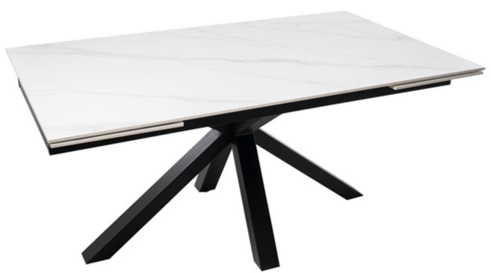 Table rectangulaire extensible porcelaine et métal noir Slika - Photo n°1