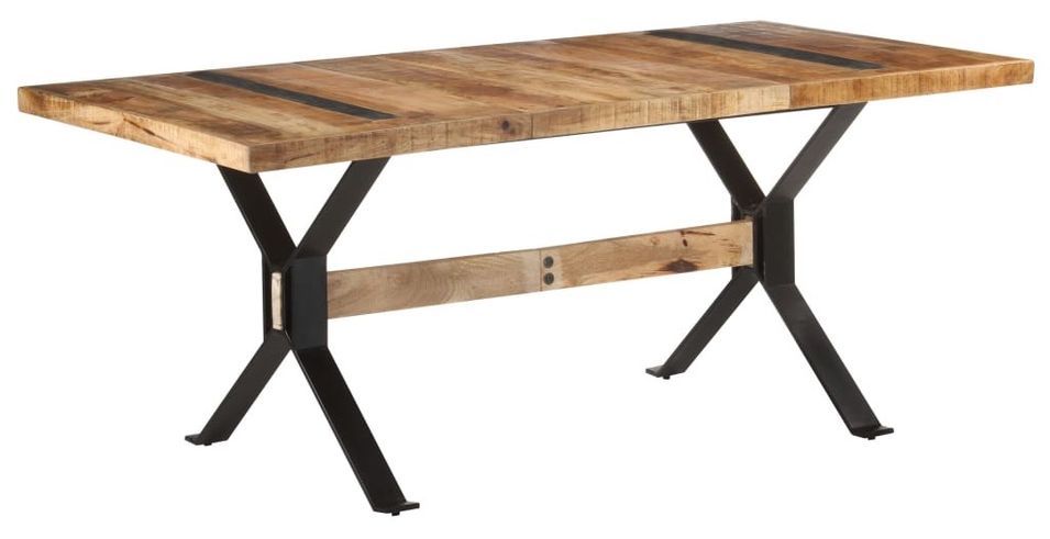 Table rectangulaire industriel VELIZA 180 cm - Bois de manguier et acier noir - Photo n°1