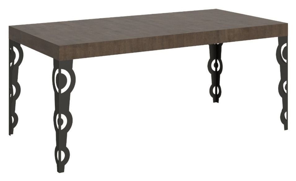 Table rectangulaire orientale 8 places L 180 cm bois foncé et pieds métal anthracite Kazay - Photo n°1