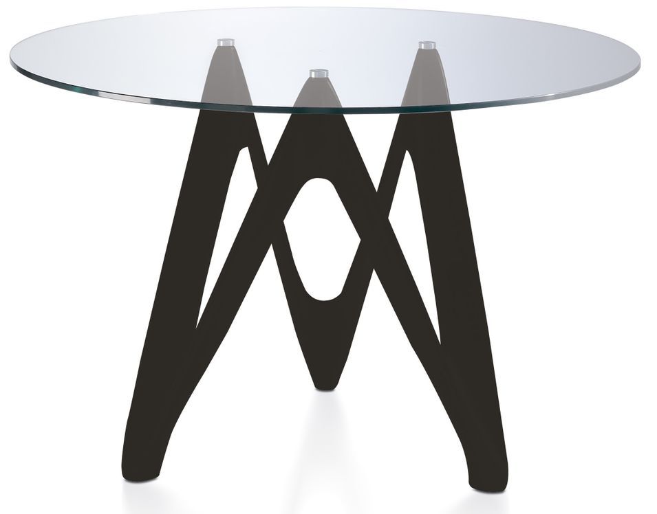 Table ronde design fibre de verre laqué noir Perla - Photo n°1