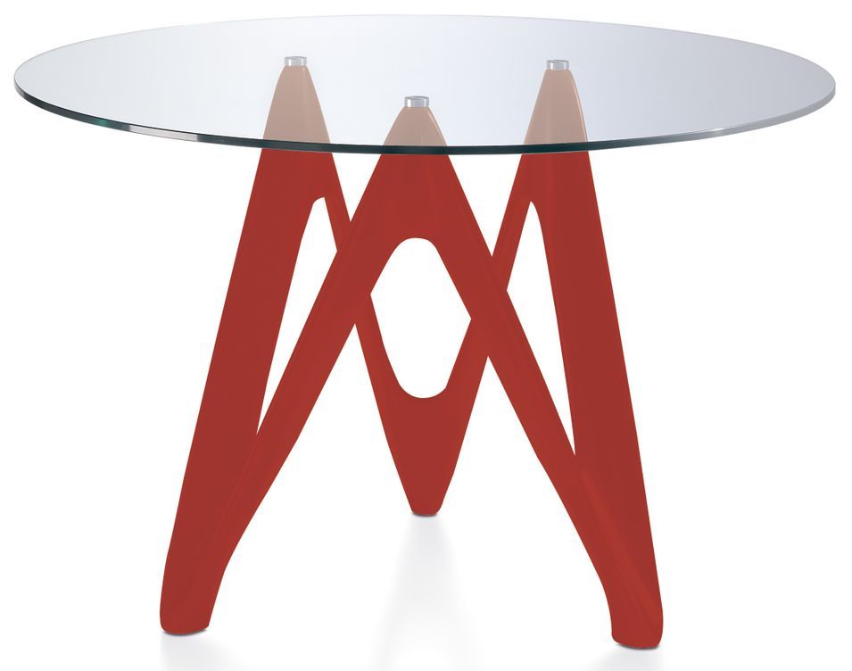 Table ronde design fibre de verre laqué rouge Perla - Photo n°1