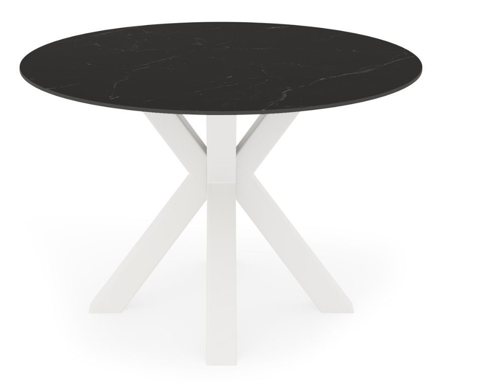 Table ronde en porcelaine et métal FOLA – Design minimaliste - Photo n°1