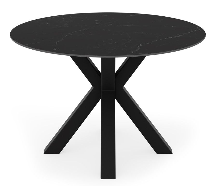 Table ronde en porcelaine et métal FOLA – Design minimaliste - Photo n°1