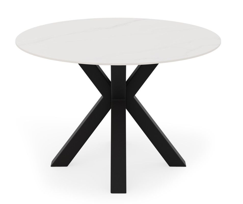 Table ronde en porcelaine et métal FOLA – Design minimaliste - Photo n°1