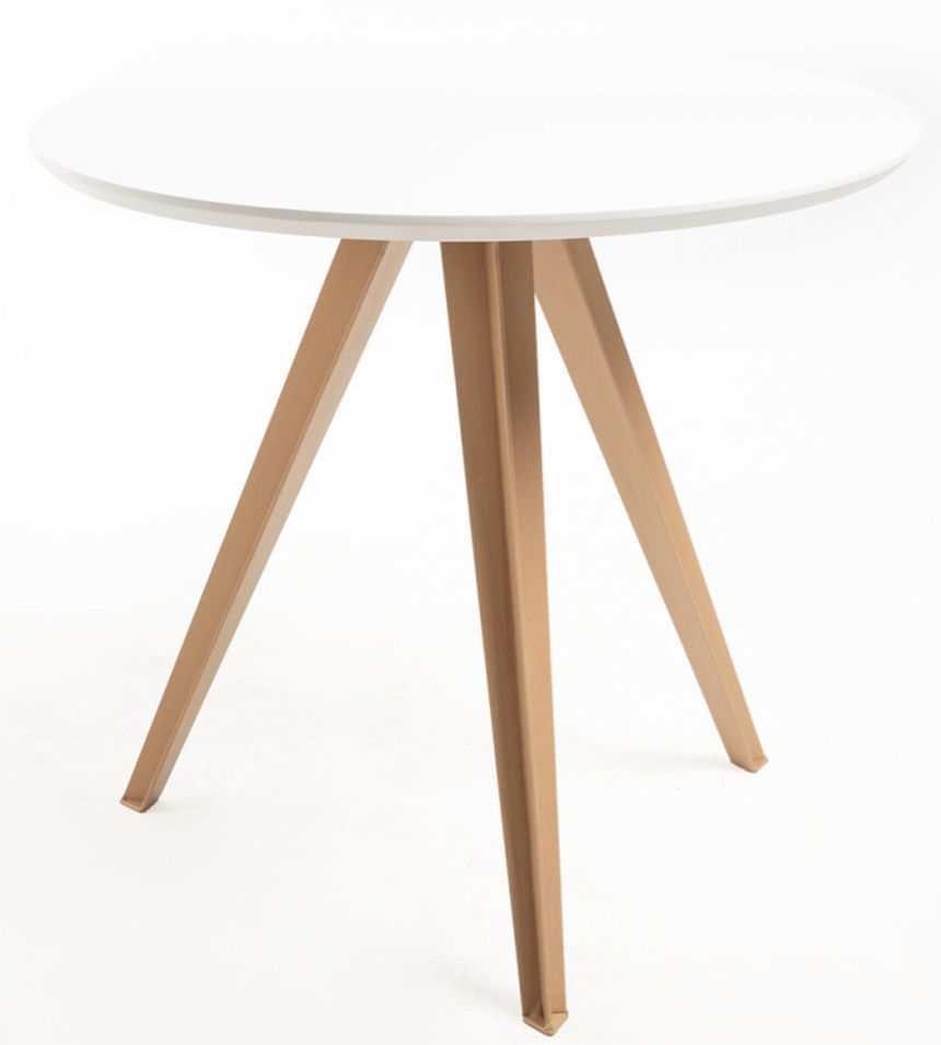Table ronde FIND 80 cm – Bois brillant & pied métal effet bois naturel – Style scandinave - Photo n°1