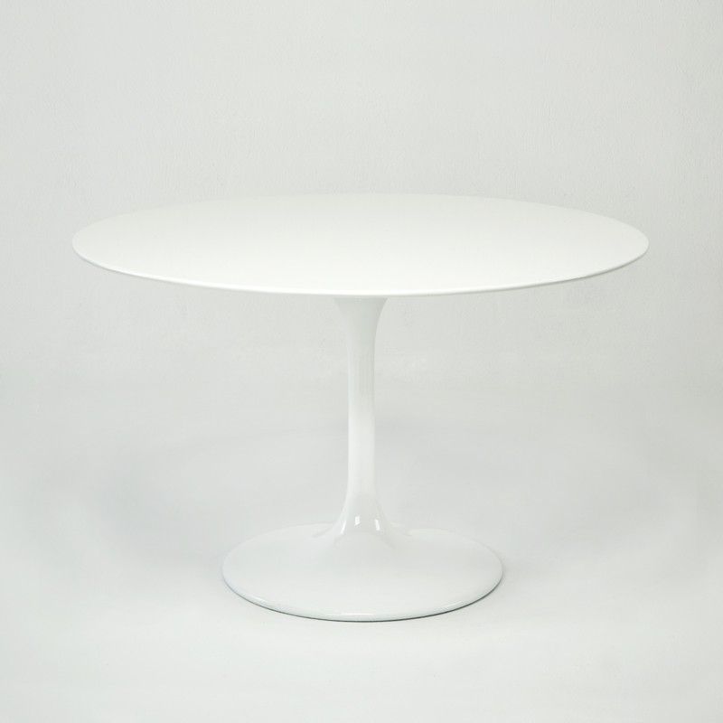 Table tulipe ronde fibre de verre blanche D 120 cm - Photo n°1