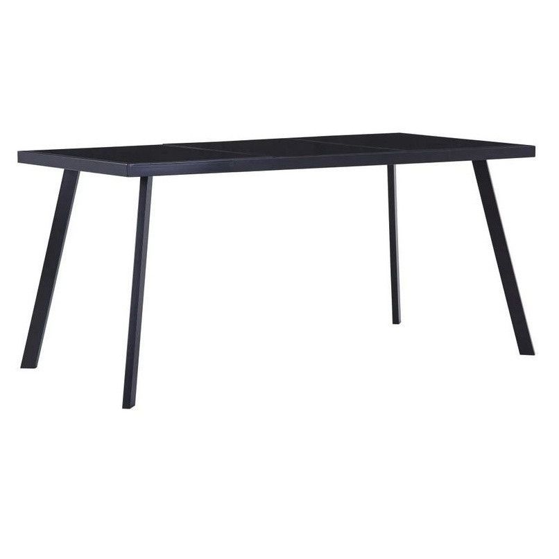 Table verre trempé noir et pieds métal Ragya 180 cm - Photo n°1