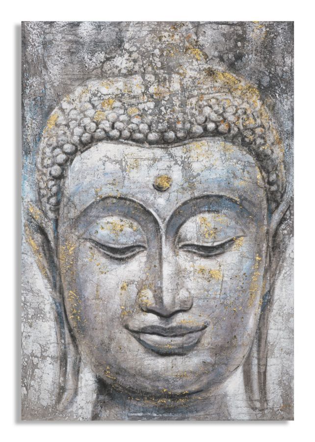Tableau mural fait main visage de bouddha lumineux -a- cm 80x3x120 - Photo n°1