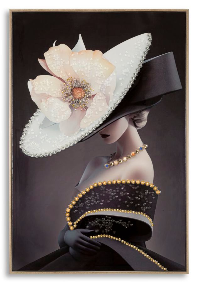 Tableau mural laqué avec cadre chapeau de vie -b- cm 62x4x92 - Photo n°1