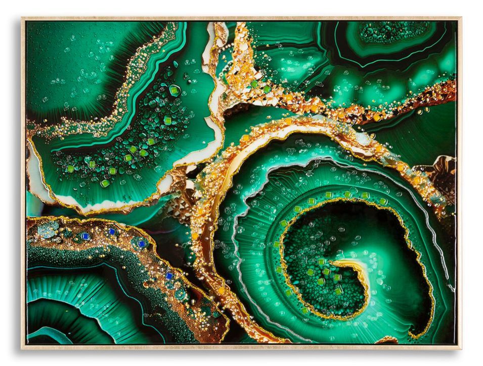 Tableau mural laqué avec cadre smeraldy -a- cm 82x4x62 - Photo n°1