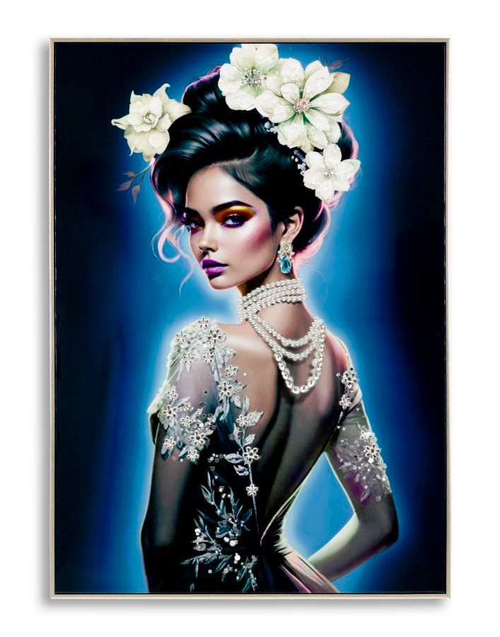 Tableau sur toile laquée isabel avec cadre -b- cm 72x4x102 - Photo n°1