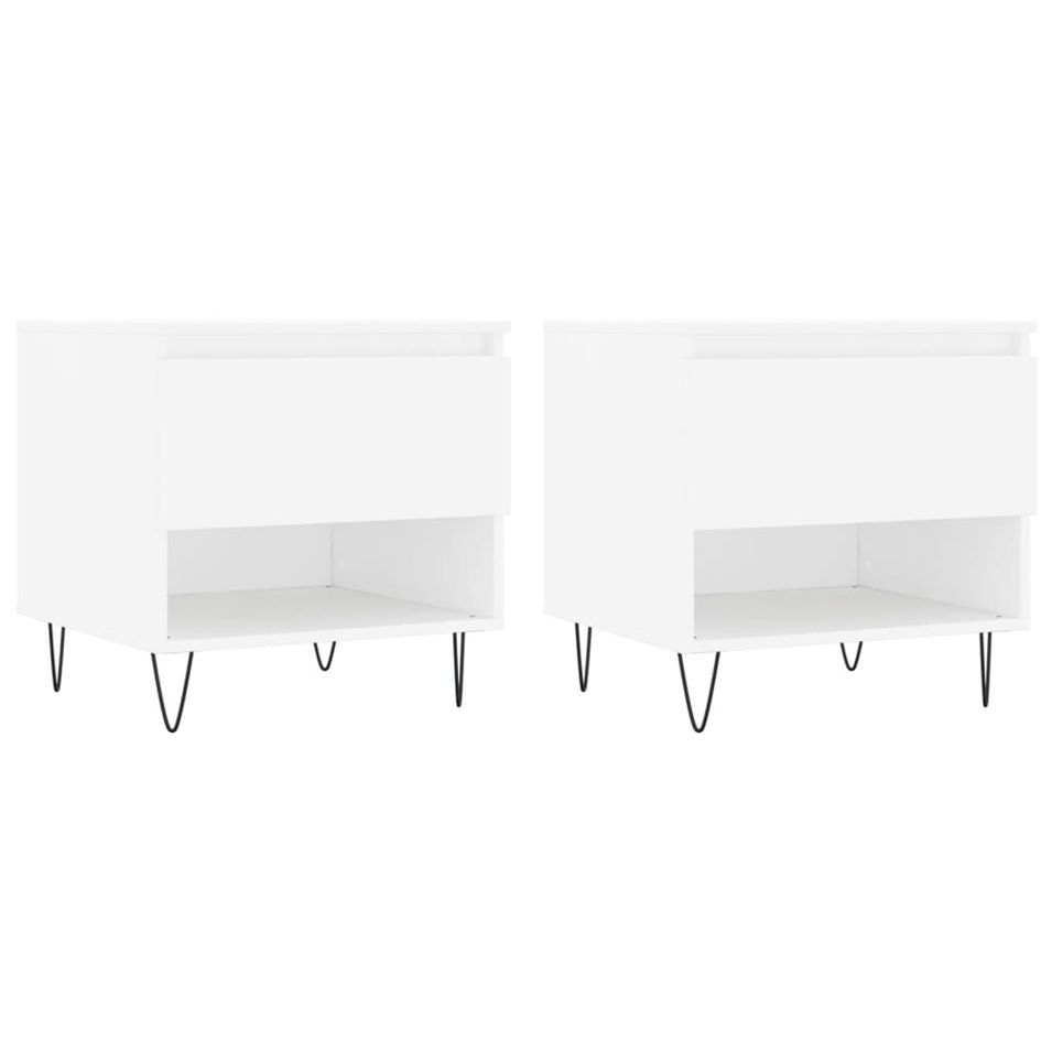 Tables basses 2 pcs blanc 50x46x50 cm bois d'ingénierie - Photo n°1