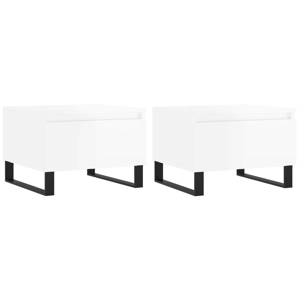 Tables basses 2 pcs blanc brillant 50x46x35cm bois d'ingénierie - Photo n°1