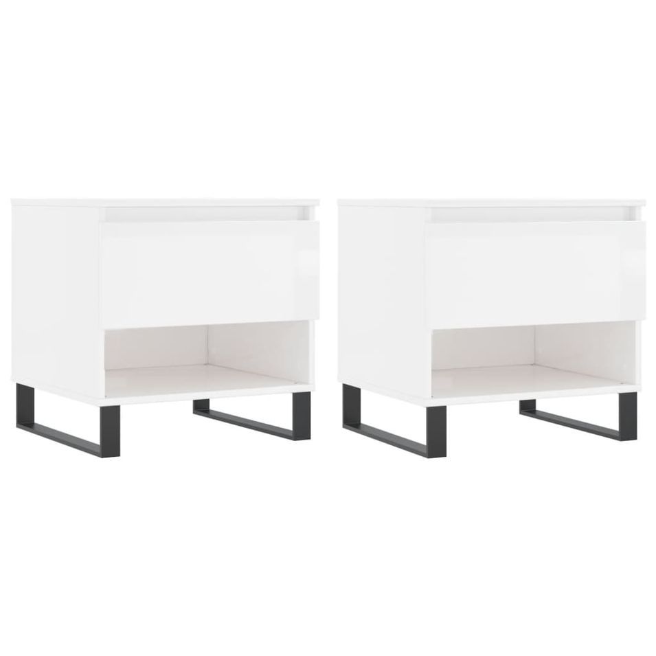 Tables basses 2 pcs blanc brillant 50x46x50cm bois d'ingénierie - Photo n°1