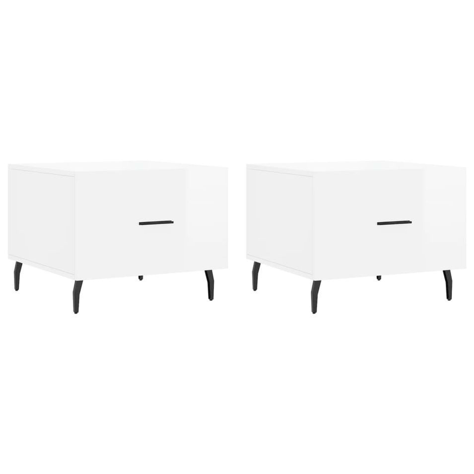Tables basses 2 pcs blanc brillant 50x50x40cm bois d'ingénierie - Photo n°1