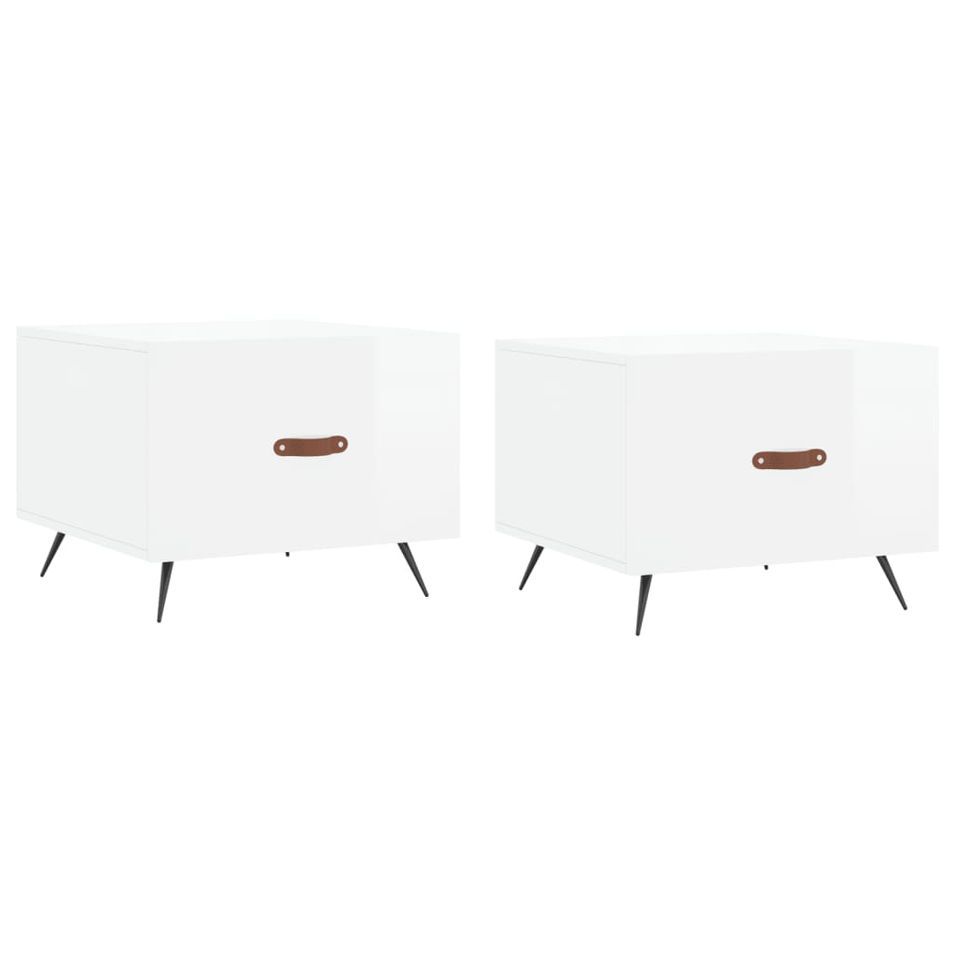 Tables basses 2 pcs blanc brillant 50x50x40cm bois d'ingénierie - Photo n°1