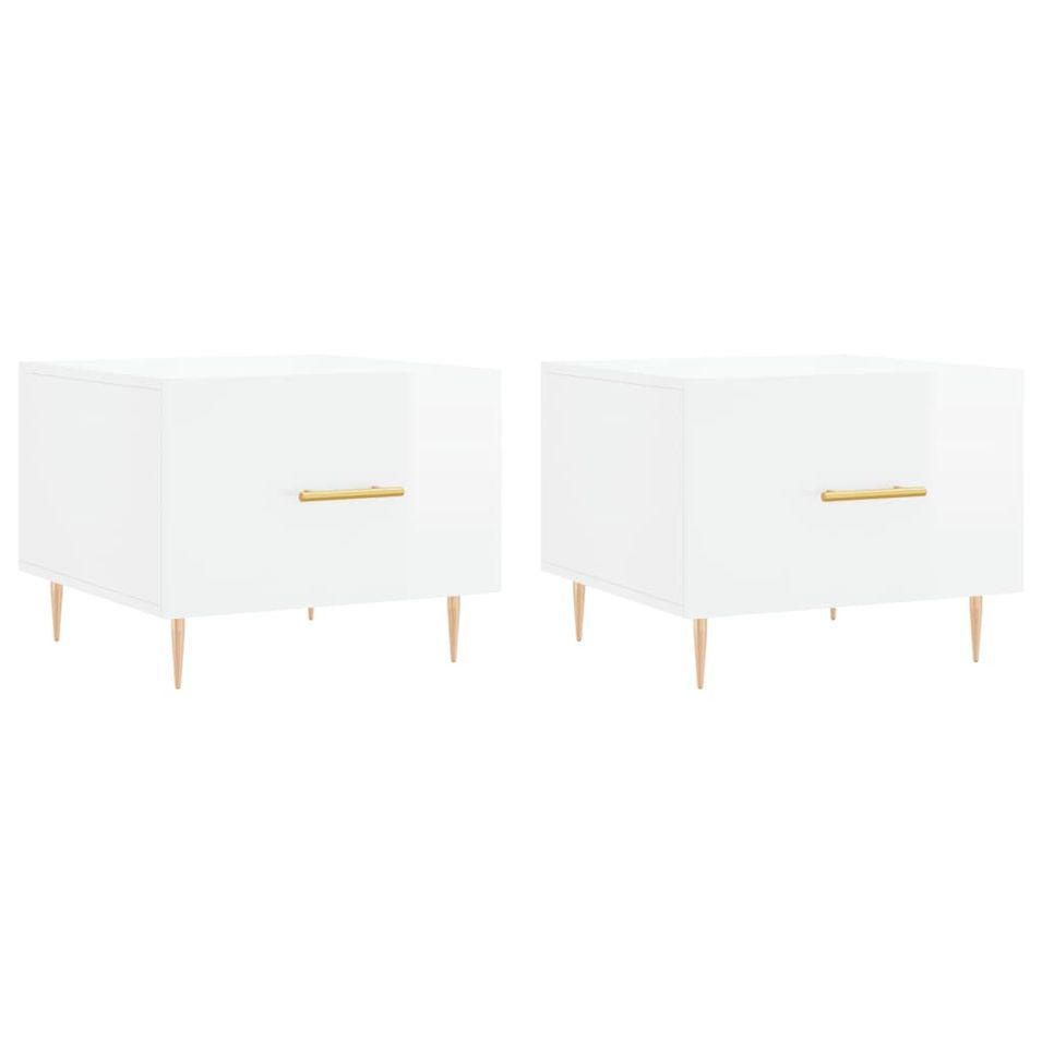 Tables basses 2 pcs blanc brillant 50x50x40cm bois d'ingénierie - Photo n°1