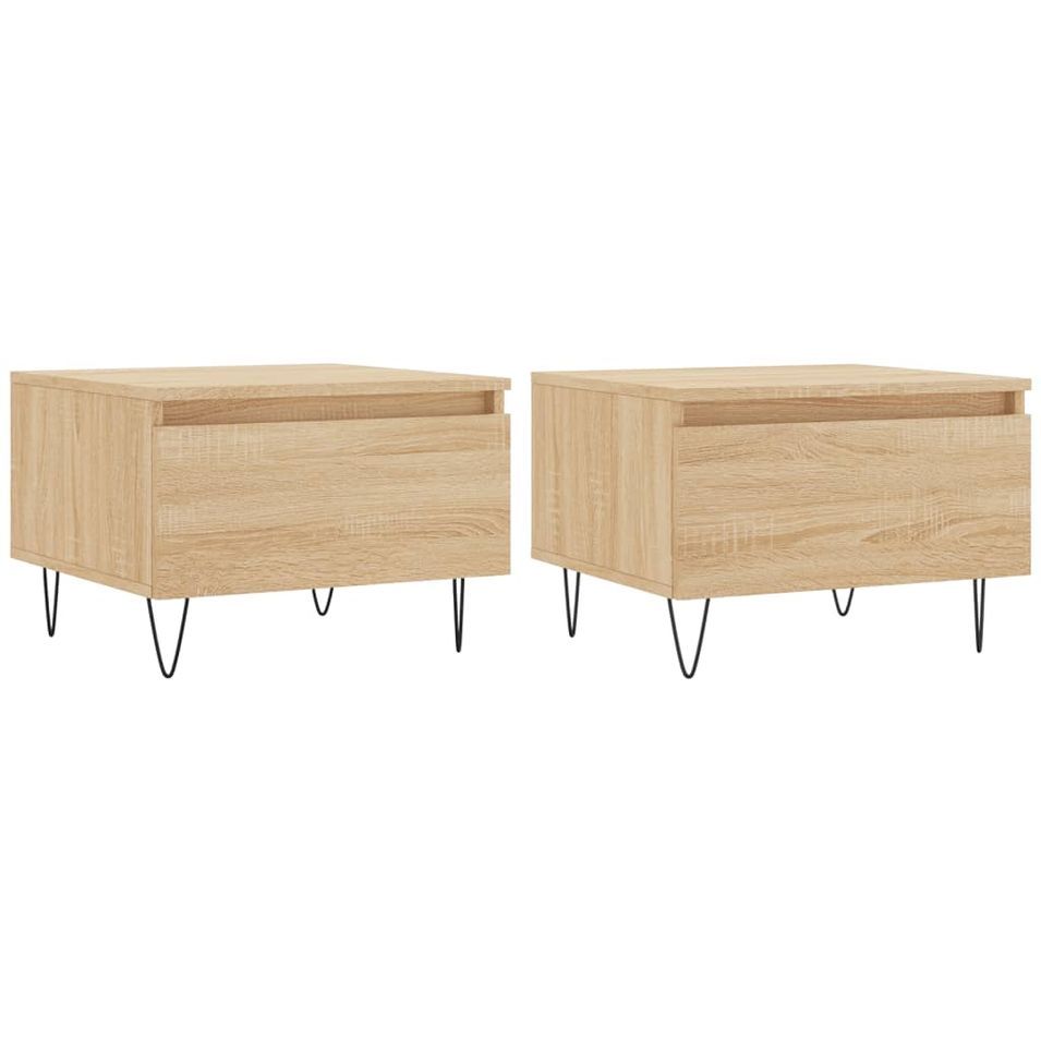 Tables basses 2 pcs chêne sonoma 50x46x35 cm bois d'ingénierie - Photo n°1